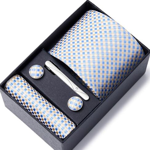 HATAMOTO Men's Tie Sets Necktie & Pocket Square 4 in 1 Gift Set for Wedding and Business in Saudi Arabia