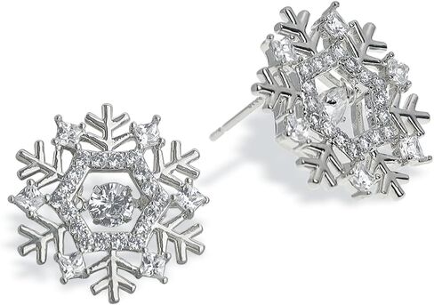 JeanBeau Snowflake Bow Heart Stud Earrings for Women Teen Girls, Cute Sparkly Cubic Zirconia Rhinestone Shell Cartilage Hypoallergenic Holiday Prom Wedding Fashion Jewelry Gift in Saudi Arabia