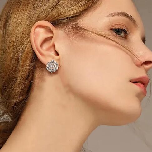 JeanBeau Snowflake Bow Heart Stud Earrings for Women Teen Girls, Cute Sparkly Cubic Zirconia Rhinestone Shell Cartilage Hypoallergenic Holiday Prom Wedding Fashion Jewelry Gift in Saudi Arabia