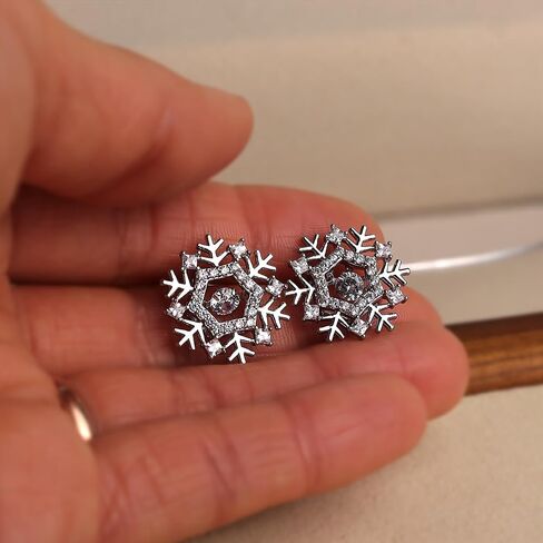 JeanBeau Snowflake Bow Heart Stud Earrings for Women Teen Girls, Cute Sparkly Cubic Zirconia Rhinestone Shell Cartilage Hypoallergenic Holiday Prom Wedding Fashion Jewelry Gift in Saudi Arabia