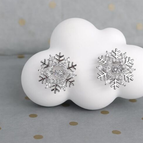 JeanBeau Snowflake Bow Heart Stud Earrings for Women Teen Girls, Cute Sparkly Cubic Zirconia Rhinestone Shell Cartilage Hypoallergenic Holiday Prom Wedding Fashion Jewelry Gift in Saudi Arabia