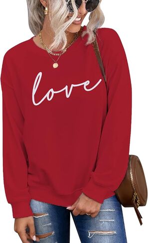 CM C&M WODRO Women Valentine's Day Love Sweatshirt Crewneck Long Sleeve Shirts Casual Pullover Lightweight Tops Blouse in Saudi Arabia