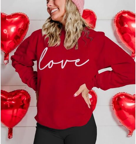 CM C&M WODRO Women Valentine's Day Love Sweatshirt Crewneck Long Sleeve Shirts Casual Pullover Lightweight Tops Blouse in Saudi Arabia