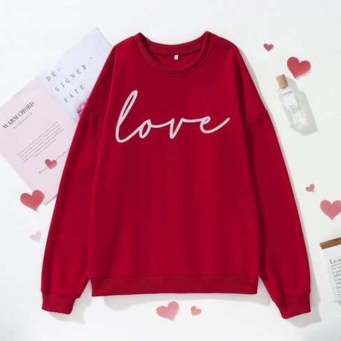 CM C&M WODRO Women Valentine's Day Love Sweatshirt Crewneck Long Sleeve Shirts Casual Pullover Lightweight Tops Blouse in Saudi Arabia