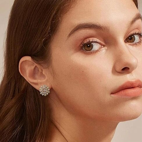 JeanBeau Snowflake Bow Heart Stud Earrings for Women Teen Girls, Cute Sparkly Cubic Zirconia Rhinestone Shell Cartilage Hypoallergenic Holiday Prom Wedding Fashion Jewelry Gift in Saudi Arabia