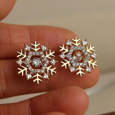 JeanBeau Snowflake Bow Heart Stud Earrings for Women Teen Girls, Cute Sparkly Cubic Zirconia Rhinestone Shell Cartilage Hypoallergenic Holiday Prom Wedding Fashion Jewelry Gift in Saudi Arabia