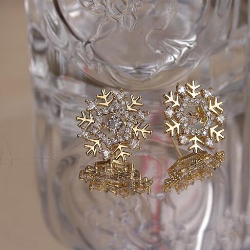 JeanBeau Snowflake Bow Heart Stud Earrings for Women Teen Girls, Cute Sparkly Cubic Zirconia Rhinestone Shell Cartilage Hypoallergenic Holiday Prom Wedding Fashion Jewelry Gift in Saudi Arabia