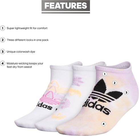 adidas Originals Women's Originals Color Wash 3-Pack No Show in Saudi Arabia