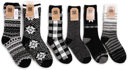 MUK LUKS Womens Microfiber Heat Reatiner Sock (6 Pair Pack) Qomen's Sock 6 pair pack Microfiber Crew Returns in Saudi Arabia