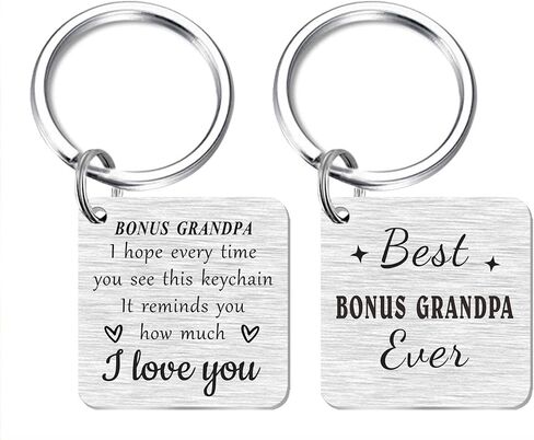 SOUSYOKYO Bonus Grandpa Gifts Step Grandfather Keychain, Best Bonus Grandpa Ever Gifts, Personalized Step Grandpa Fathers Day Birthday Gift Ideas, Love Pawpaw Christmas Key Chain Present, Silver, in Kuwait
