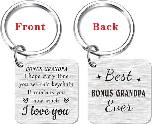 SOUSYOKYO Bonus Grandpa Gifts Step Grandfather Keychain, Best Bonus Grandpa Ever Gifts, Personalized Step Grandpa Fathers Day Birthday Gift Ideas, Love Pawpaw Christmas Key Chain Present, Silver, in Kuwait
