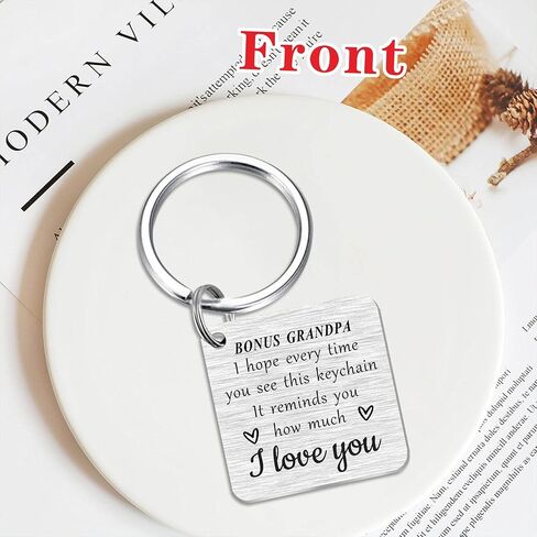 SOUSYOKYO Bonus Grandpa Gifts Step Grandfather Keychain, Best Bonus Grandpa Ever Gifts, Personalized Step Grandpa Fathers Day Birthday Gift Ideas, Love Pawpaw Christmas Key Chain Present, Silver, in Kuwait