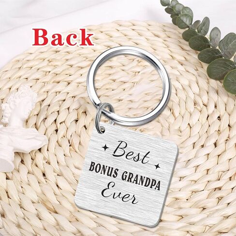 SOUSYOKYO Bonus Grandpa Gifts Step Grandfather Keychain, Best Bonus Grandpa Ever Gifts, Personalized Step Grandpa Fathers Day Birthday Gift Ideas, Love Pawpaw Christmas Key Chain Present, Silver, in Kuwait