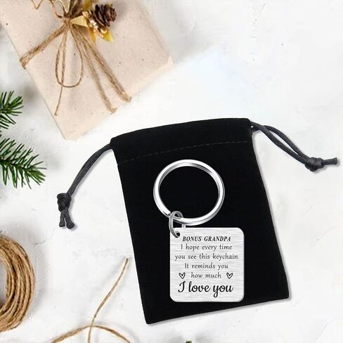 SOUSYOKYO Bonus Grandpa Gifts Step Grandfather Keychain, Best Bonus Grandpa Ever Gifts, Personalized Step Grandpa Fathers Day Birthday Gift Ideas, Love Pawpaw Christmas Key Chain Present, Silver, in Kuwait