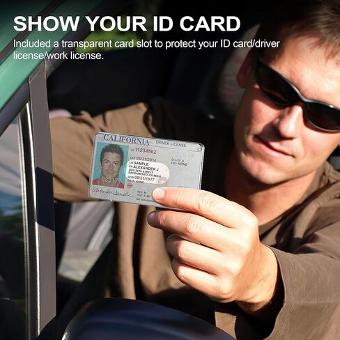 محفظة صغيرة للرجال من يوموفين - محفظة معدنية رفيعة قابلة للتمدد من الالومنيوم مع 1 حامل شارة هوية بنافذة شفافة، تحمل ما يصل إلى 15 بطاقة مع حزام للنقود., اللوز المبيض, مُبسط in Kuwait