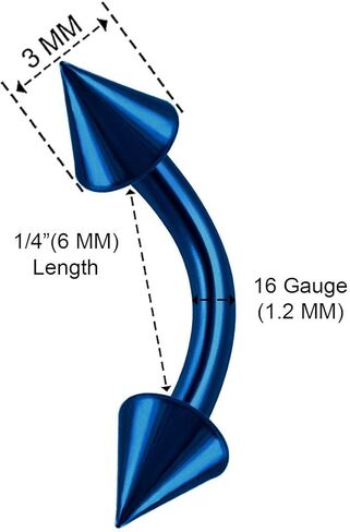 4 قطعة الفولاذ المقاوم للصدأ الأزرق الداكن منحنى الحديد 16 جرام 3 مللي متر الكرة سبايك الفص ثعبان دغة أقراط الشفاه ثقب المجوهرات رؤية المزيد من الأحجام in Kuwait