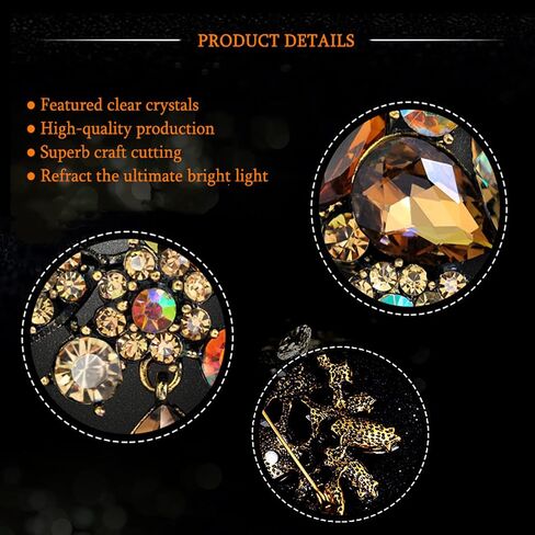 Womenfts Vintage Fashion Brooch,Crystal Antiqued Gold Tone Teardrop Bouquet Style For Party Wedding Ect, yellow, 4.13inchx4.25inchx0.66inch in Saudi Arabia