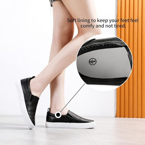 Adokoo Womens Slip On Shoes Fashion PU Leather Sneaker Casual Walking Shoes in Saudi Arabia