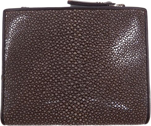 Genuine Polished Stingray Shagreen Skin Leather Zip Bifold Wallet (Carmine Red) in Kuwait