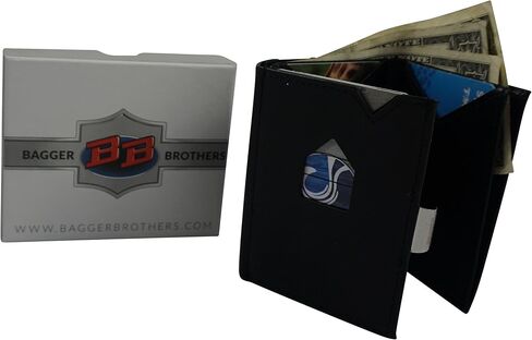 Bagger Brothers BB-WLT حامل بطاقة الائتمان الأسود (جلد جيب أمامي ثلاثي الطي) in Saudi Arabia