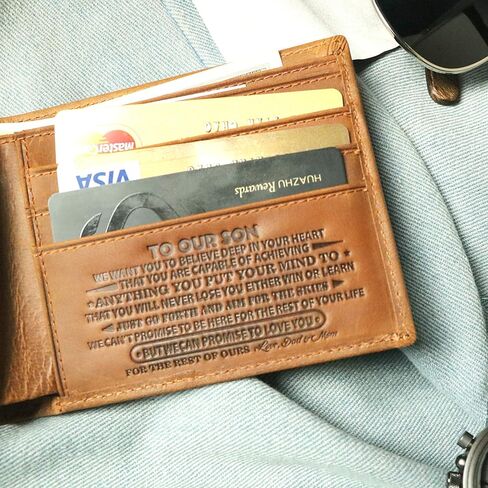 محافظ للرجال - محفظة جلدية منقوشة مع قول الحب، لأولادنا محفظة هدية لعيد الميلاد التخرج العام الجديد in Kuwait