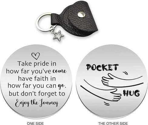 RYOTKIK Don't Forget to Enjoy The Journey Inspirational Pocket Hug Stainless Steel Double Sided Token Gift, Long Distance Relationship Keepsake, Gift for Family Friends Sister Son in Kuwait