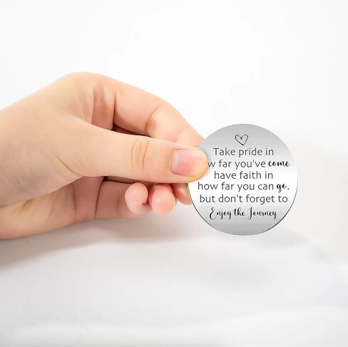 RYOTKIK Don't Forget to Enjoy The Journey Inspirational Pocket Hug Stainless Steel Double Sided Token Gift, Long Distance Relationship Keepsake, Gift for Family Friends Sister Son in Kuwait