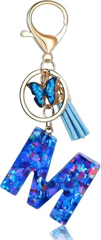 Fmeida Initial Letter Keychain for Women Alphabet Keychains Cute Butterfly Key chain Backpack Keyring in Saudi Arabia