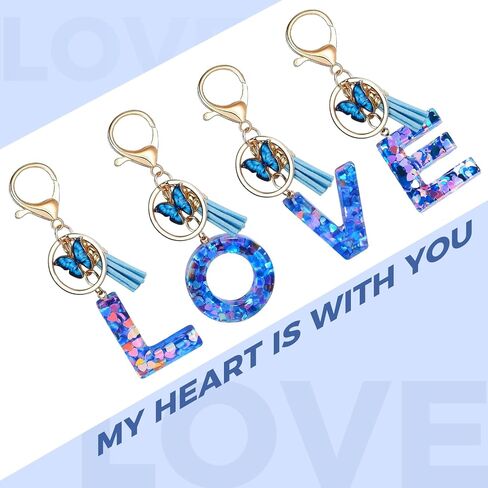 Fmeida Initial Letter Keychain for Women Alphabet Keychains Cute Butterfly Key chain Backpack Keyring in Saudi Arabia