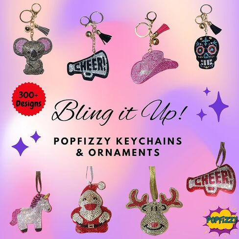 Popfizzy Rhinestone Keychain Accessories for Women, Bling Keychain, Car Keys Keychain Charms, Cute Purse Charms for Handbags in Saudi Arabia