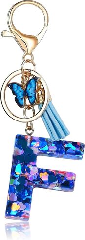 Fmeida Initial Letter Keychain for Women Alphabet Keychains Cute Butterfly Key chain Backpack Keyring in Saudi Arabia