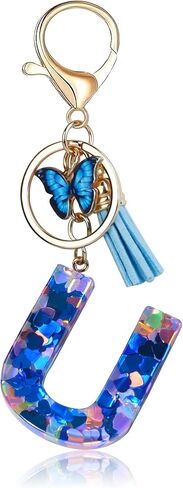 Fmeida Initial Letter Keychain for Women Alphabet Keychains Cute Butterfly Key chain Backpack Keyring in Saudi Arabia