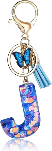 Fmeida Initial Letter Keychain for Women Alphabet Keychains Cute Butterfly Key chain Backpack Keyring in Saudi Arabia