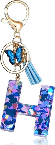 Fmeida Initial Letter Keychain for Women Alphabet Keychains Cute Butterfly Key chain Backpack Keyring in Saudi Arabia