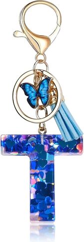 Fmeida Initial Letter Keychain for Women Alphabet Keychains Cute Butterfly Key chain Backpack Keyring in Saudi Arabia