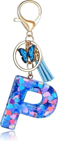Fmeida Initial Letter Keychain for Women Alphabet Keychains Cute Butterfly Key chain Backpack Keyring in Saudi Arabia
