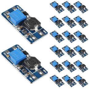 20PCS Adjustable Step Up Converter MT3608 DC-DC Step Up Boost Power Converter 2A Modules Step Up Adjustable Voltage Regulator Board Input Voltage 2-24V to 5V-28V Output Voltage