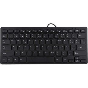 Wired Spanish Keyboard, USB Interface Wired 78 Keys Ultra-Thin Spanish Keyboard, for Desktop Computer, Suitable for Both Office and Games