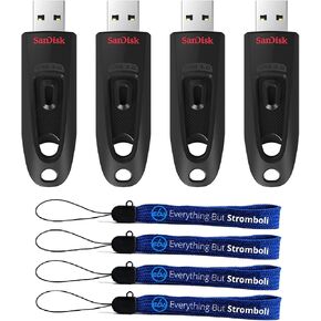 SanDisk 512GB Ultra USB 3.0 Flash Drive 4 Pack - SDCZ48-512G-U46 Bundle with (4) Everything But Stromboli Lanyards