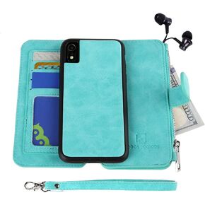 MODOS LOGICOS Case for iPhone 11, [Detachable Wallet Folio][2 in 1][Zipper Cash Storage][Up to 14 Card Slots 1 Photo Window] PU Leather Purse with Removable Inner Magnetic TPU Case - Black