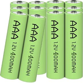 12 Packs 1.2V AAA 400mAh Ni-MH Rechargable Batteries for Garden Landscaping Solar Lights (AAA Size Cell)