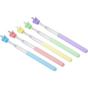 PATIKIL Telescopic Teachers Pointer Stick, 5 Pcs Classroom WhiteBoard Teacher Hand Finger Mini Pointer for Presentation Speaker Guide Coach, 5 Color Style 2 in Kuwait