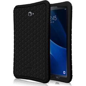 حافظة سيليكون Fintie لجهاز Samsung Galaxy Tab A 10.1 (إصدار 2016 NO S Pen)، سلسلة مشط العسل غطاء خفيف الوزن مضاد للصدمات مضاد للانزلاق مناسب للأطفال لجهاز Tab A 10.1 بوصة (SM-T580/T585/T587)، أسود