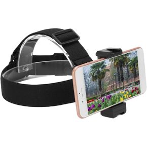 Head Mounted Mobile Phone Holder, Video Outdoor Live Shooting Bracket Head Mount Strap with Phone Clip(6.2 to 10cm) for Mobile Phones and Action Camera