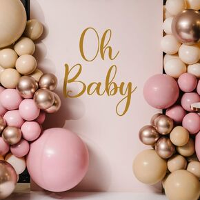 Oh Baby Decal Sign for Backdrop Boy Girl Neutral Gender Reveal Decor Large Oh Baby Stickers Baby Shower Party Wall Sticker Balloon Arch Letters Decorations