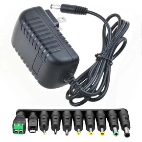 5V 3A Power Supply Adapter, 100~240V AC to DC 5 Volt 3A 2.5A 2.0A 1.5A 1A 0.5A Converter with 10 Tips for Led Strip, String Lights, CCTV Cameras, Security System and More