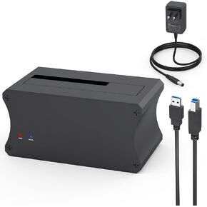 Hard Drive Dock, Aluminum Hard Drive Docking Station External USB 3.0 to SATA with 12V/2A Power Adapter for 3.5'' 2.5'' HDD SSD Reader Up to 10TB Support UASP Data Retrieval and Recovery