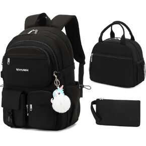 3PCS Backpack for Teens Girls 15.6 Inch Laptop Backpacks College Cute Bookbag Anti Theft School Bag PURPLE