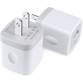 USB Wall Charger, VectorTech 2-Pack 1A/5V Port USB Cube Power Adapter Charger Plug Block Charging Box Brick for iPhone 14 13 12 11 Pro Max SE XS XR X 8 7 6 6S Plus, Samsung, LG, Moto, Android Phones