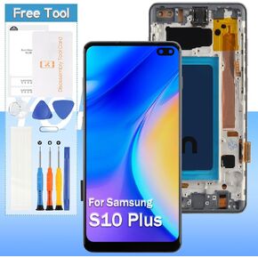 Screen Replacement for Samsung Galaxy S10 Plus G975f G975u G975w (TFT) LCD Display with Frame 6.4" Touch Digitizer Assembly with Black Frame(Fingerprint Recognition is not Supported)